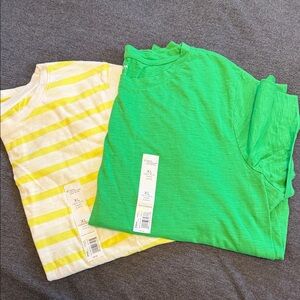 Sonoma Short Sleeve Tees - Green and Yellow Stripes